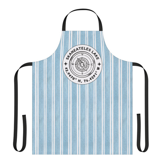 Skaneateles NY Compass Blue Cabana Apron - Perfect for Lake Lovers, Chefs, and Home Cooks