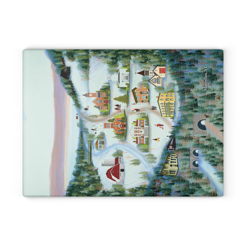 Marcellus Christmas Landscape - Glass Cutting Board