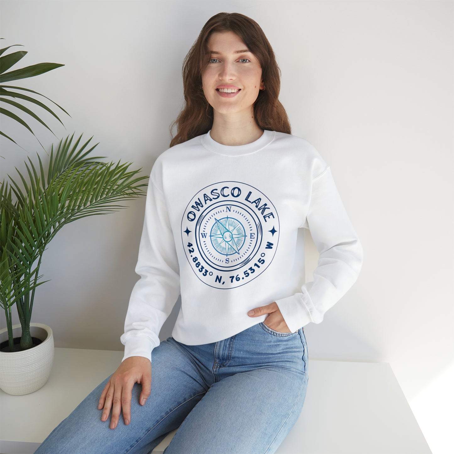 Owasco Lake Compass - Unisex Crewneck Sweatshirt