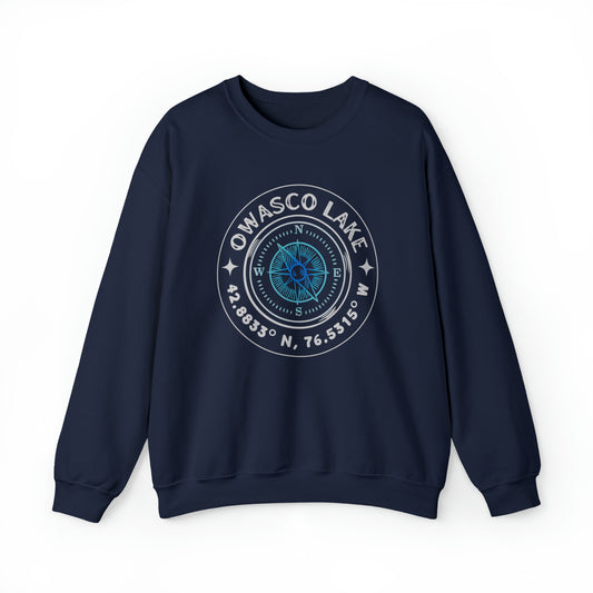 Owasco Lake Compass - Unisex Crewneck Sweatshirt