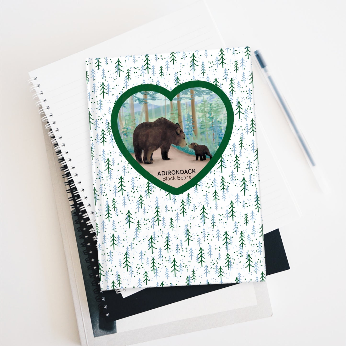 Adirondack Black Bears Hand Painted Watercolor Journal - Explore Nature and Adventures - Made in the USA