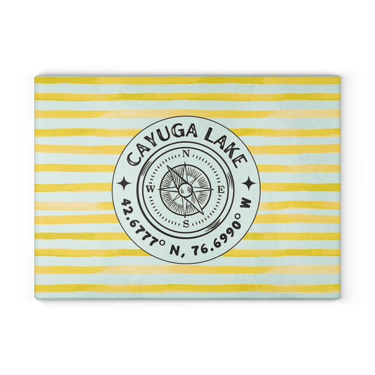 Cayuga Lake Yellow Cabana Glass Charcuterie and Cutting Board