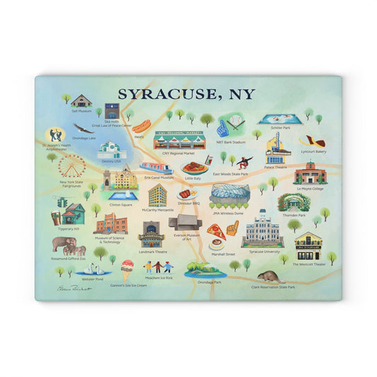 Syracuse City Map Glass Charcuterie and Cutting Board