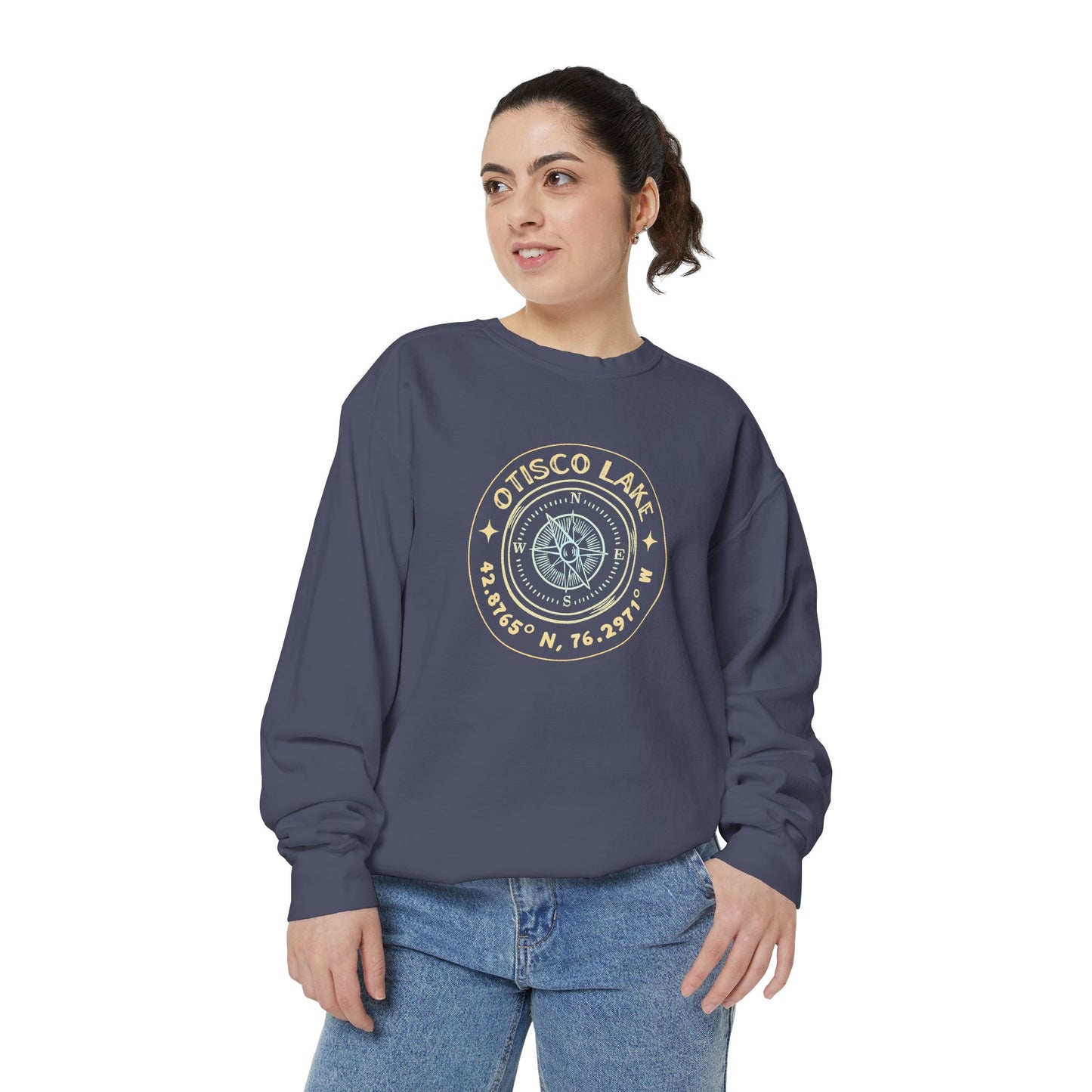Otisco Lake Compass Sweatshirt — Nautical Coordinates Crewneck