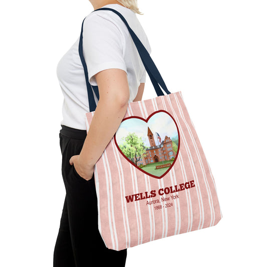 Wells College, Red Cabana Stripe, XL Tote Bag