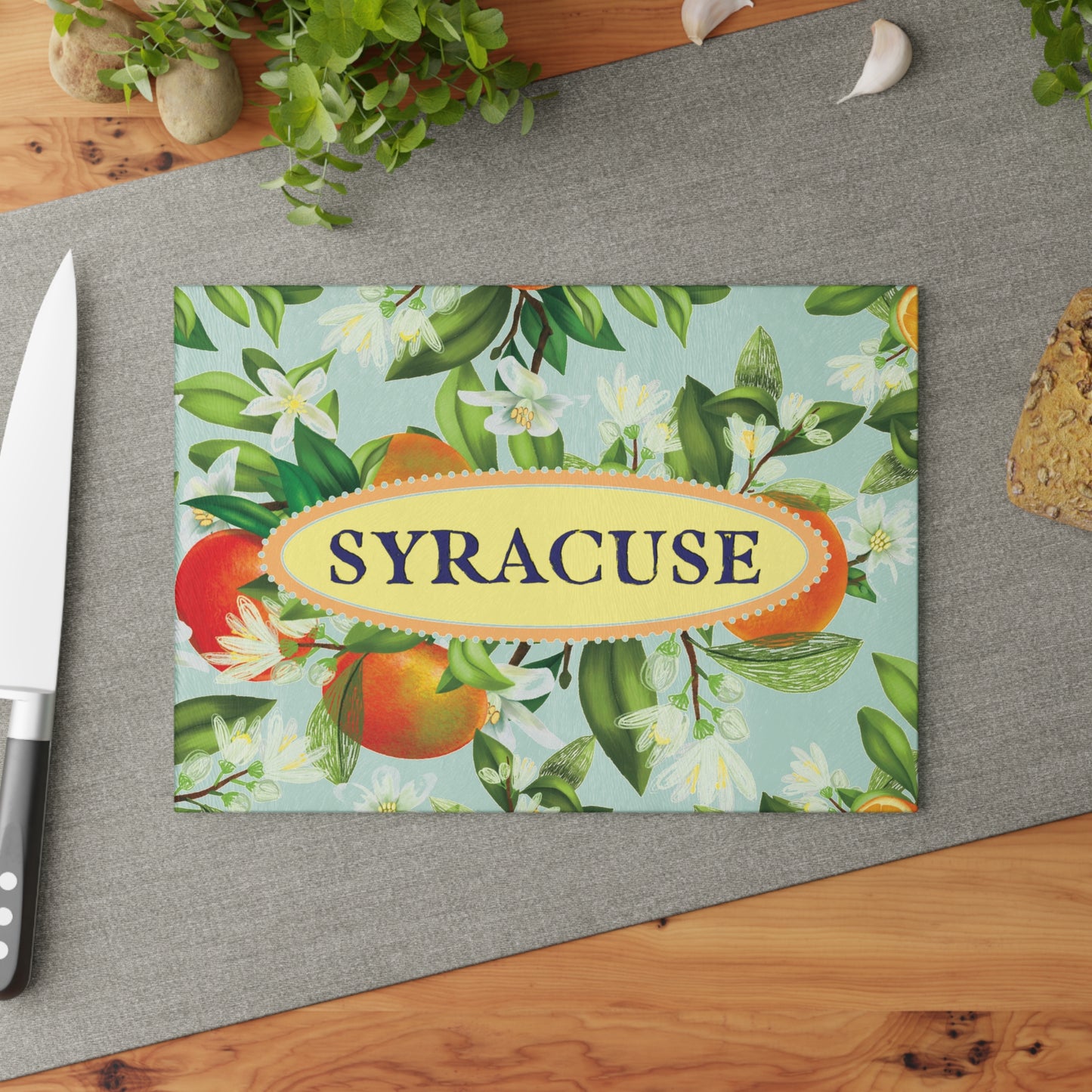 Syracuse Orange Blossom Glass Charcuterie and Cutting Board