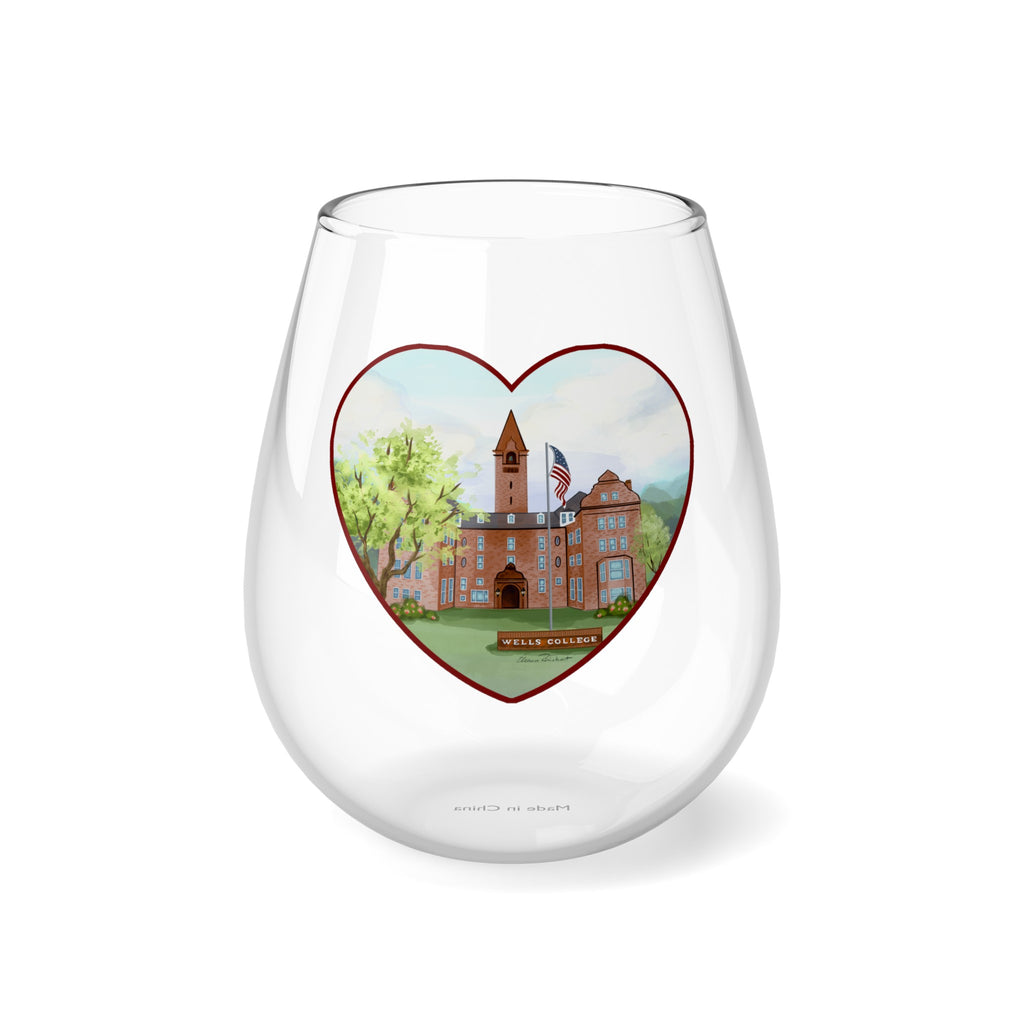 Wells College, Aurora NY, Stemless Wine Glass, 11.75oz