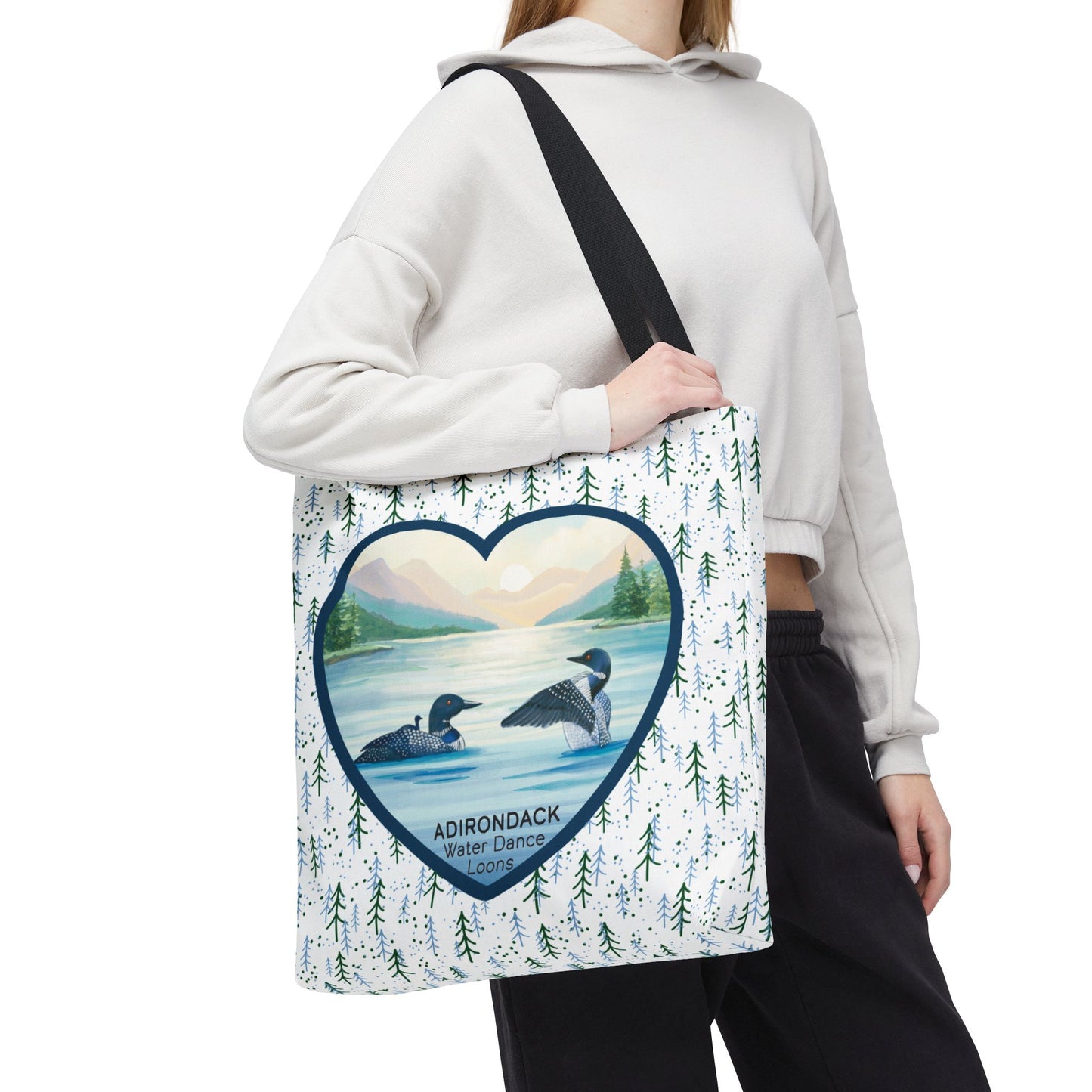 Loon Family, Water Dance, Adirondack Park Tote Bag – Eco-Friendly Nature Lover's Bag - Made in the USA