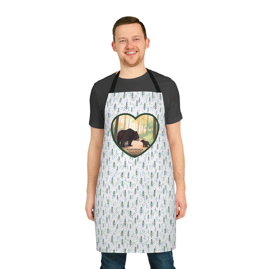 Adirondack Black Bears Apron with Heart Design - Perfect for Nature Lovers, Chefs, and Home Cooks