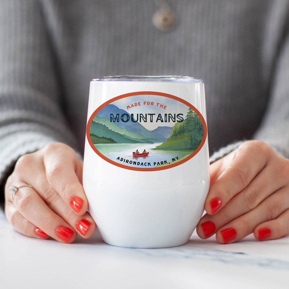 Made for the Mountains, Adirondack Wine Tumbler, Stainless Steel