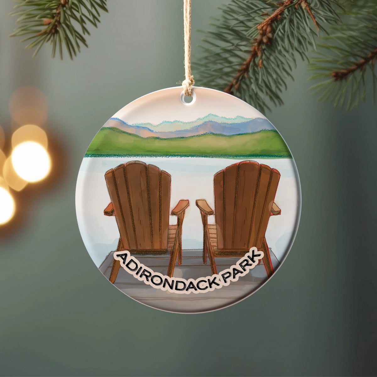 Adirondack Chairs Scenic Ornament – Ceramic Christmas Ornament