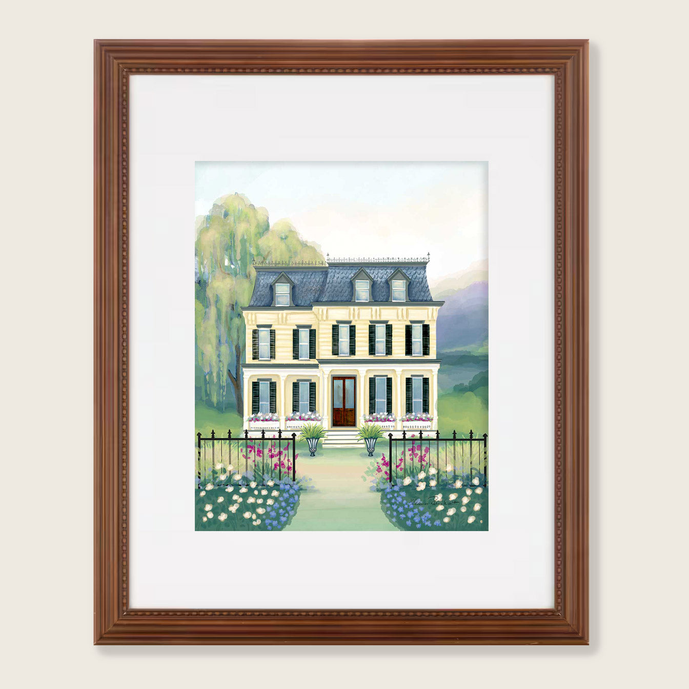 SPRING BOOKING - Custom Home Portrait — Modern Watercolor Art
