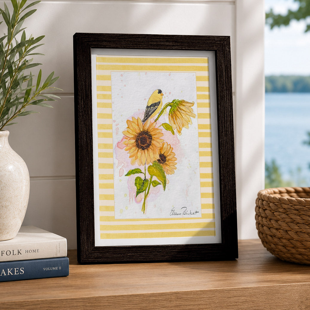 Goldfinch and Sunflower Bouquet - Fine Art Print
