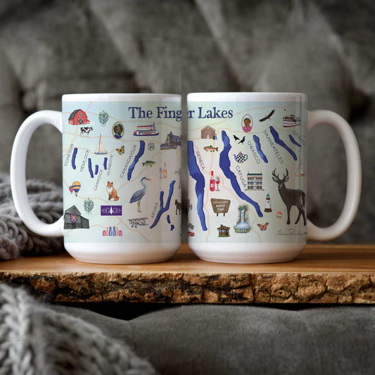 Finger Lakes Landmarks Icons Map Mug (15oz)