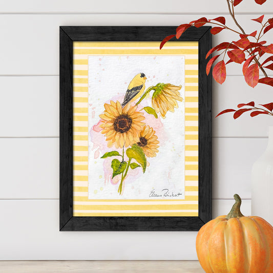 Goldfinch and Sunflower Bouquet - Fine Art Print