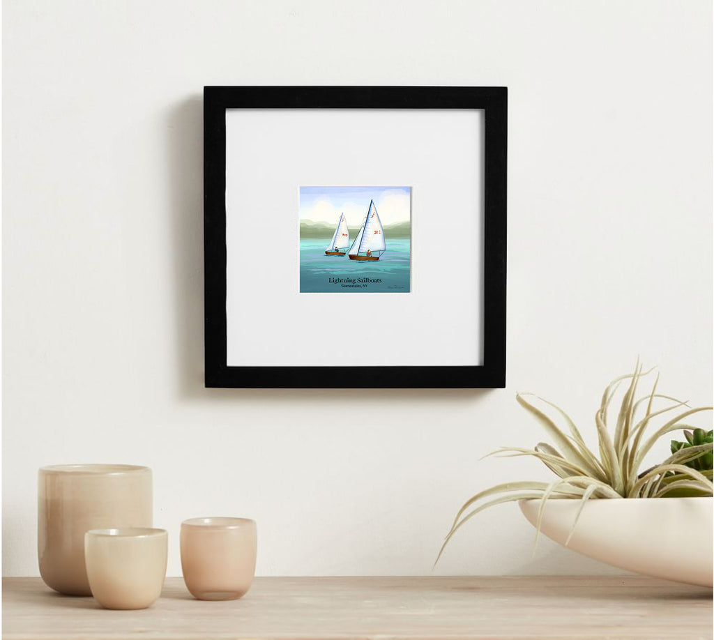 Lightning Sailboats, Skaneateles Framed Mini Print