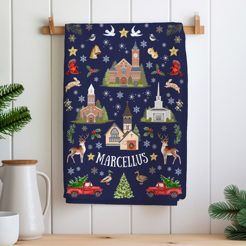 Marcellus, NY Folk Christmas Tea Towels