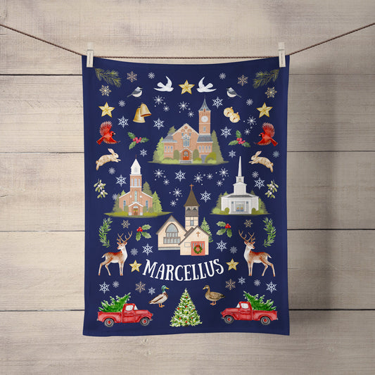 Marcellus, NY Folk Christmas Tea Towels