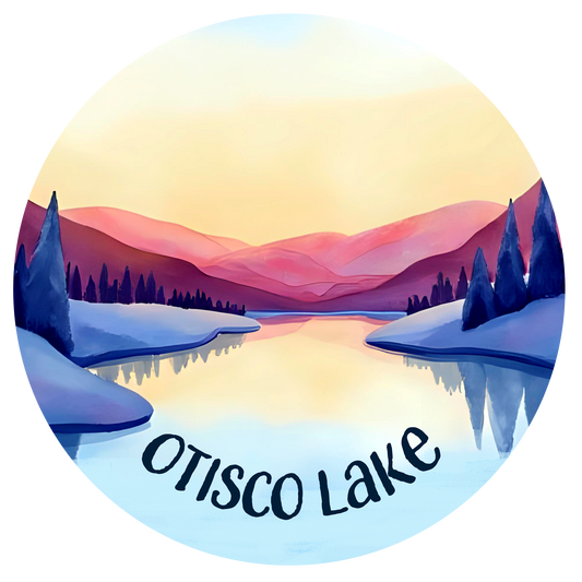 Otisco Lake Winter Scene Porcelain Ornament