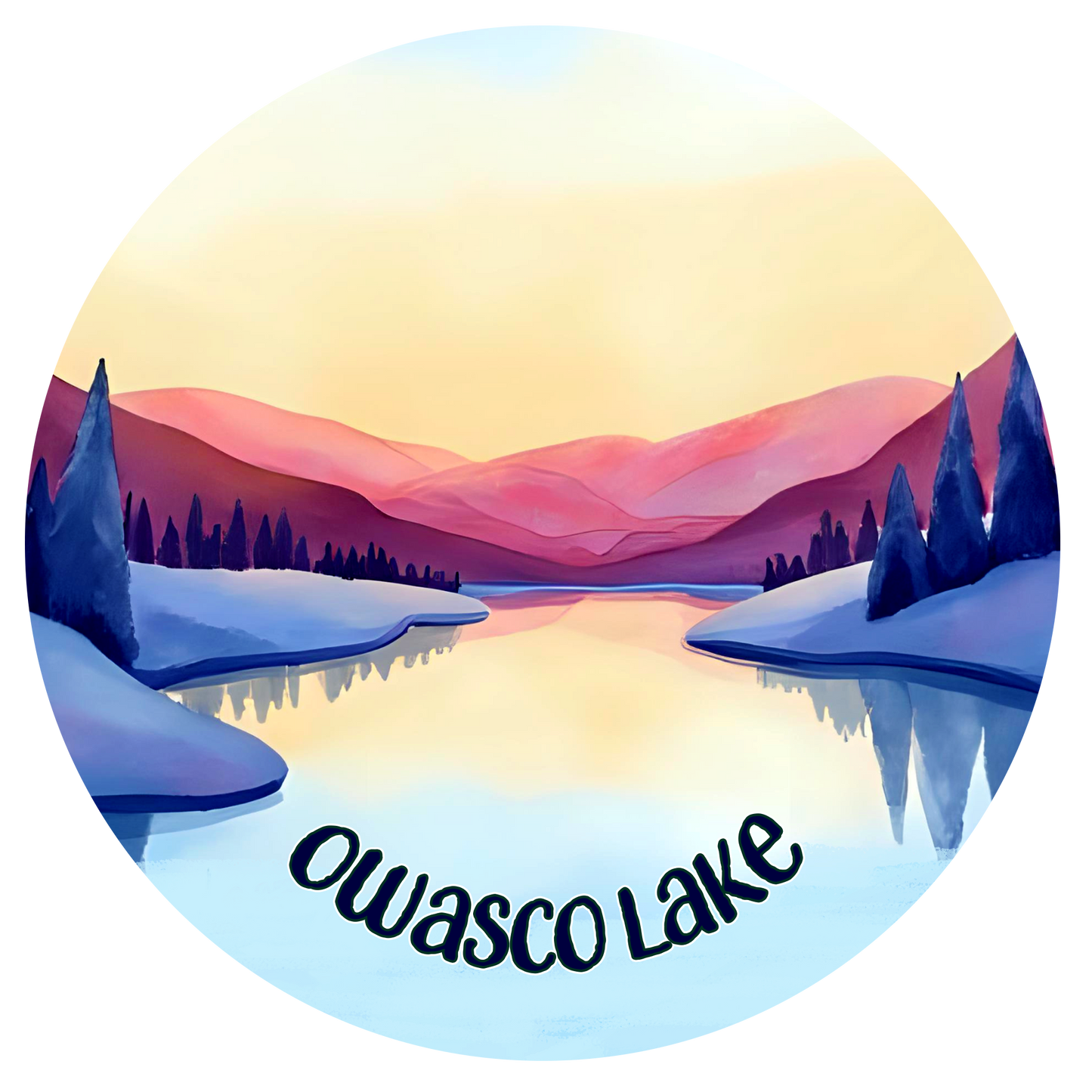 Owasco Lake Winter Scene Porcelain Ornament