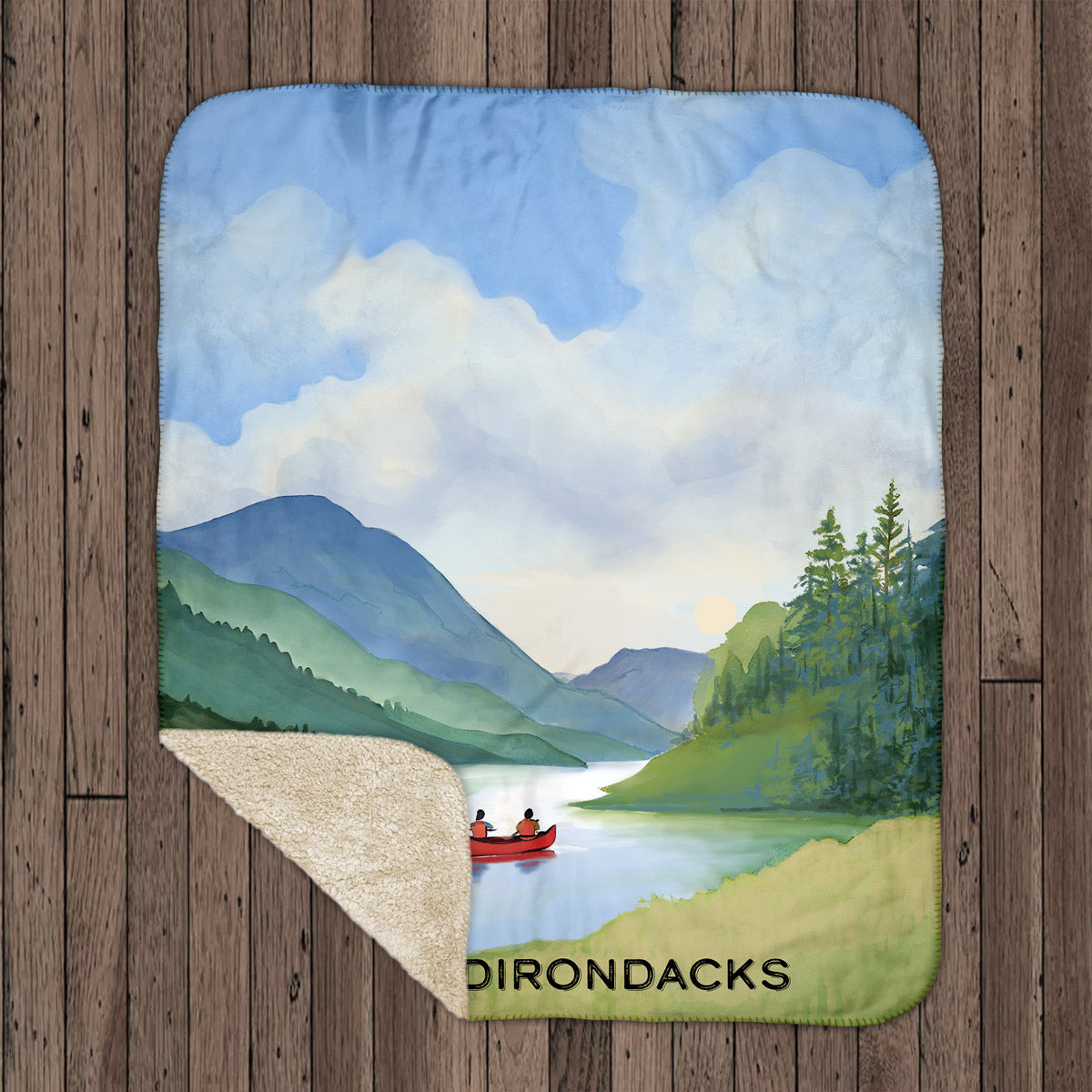Adirondack Red Canoe Sherpa Fleece Blanket 50x60 - Curbstone