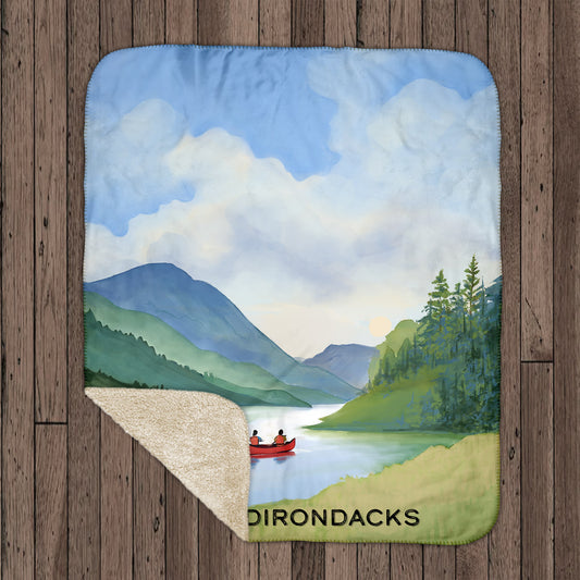 Adirondack Red Canoe Sherpa Fleece Blanket 50x60 - Curbstone