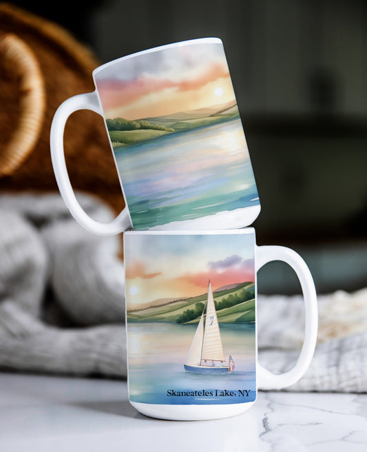Skaneateles Sunrise Sailboat Mug (15oz)