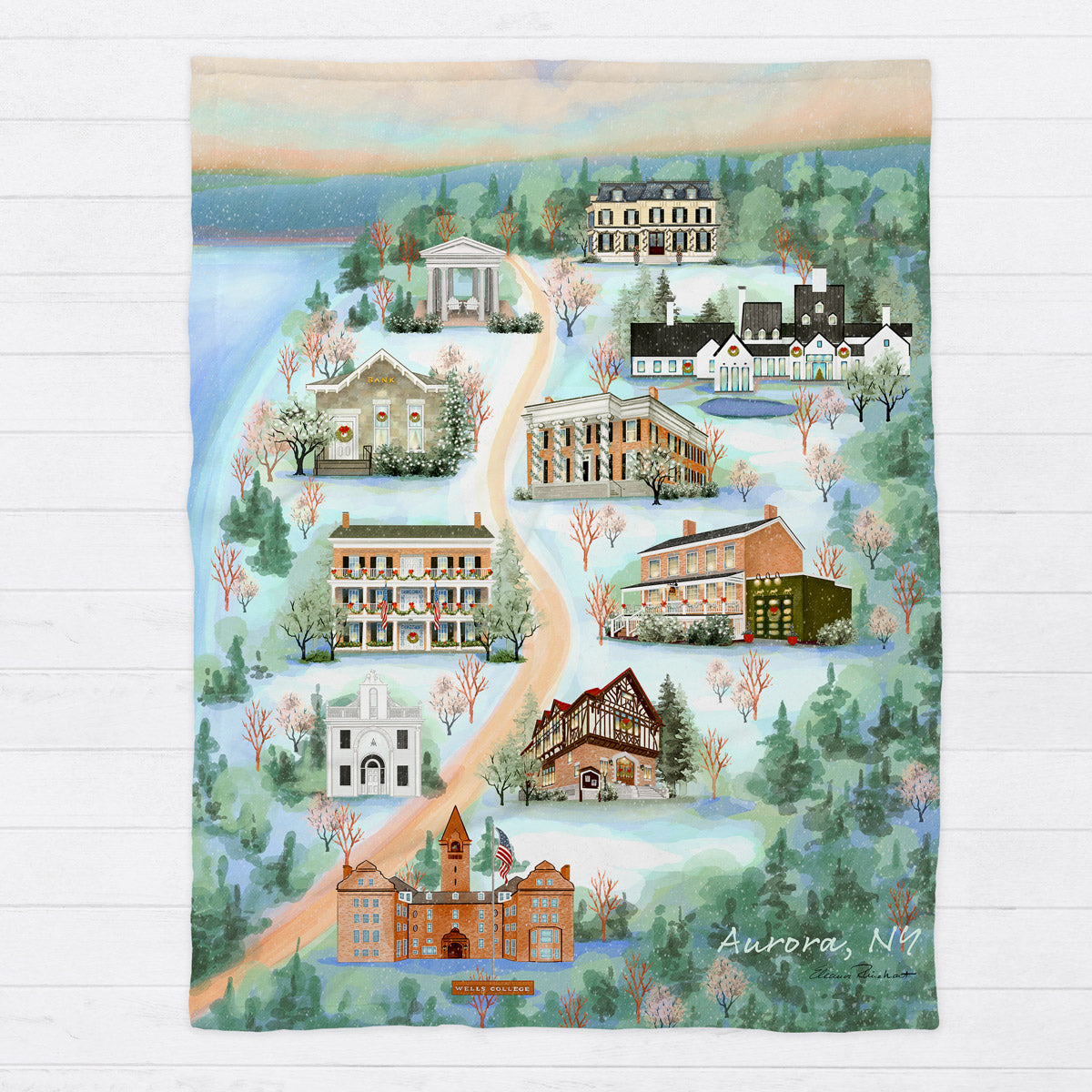 Aurora Christmas Sherpa Fleece Throw Blanket