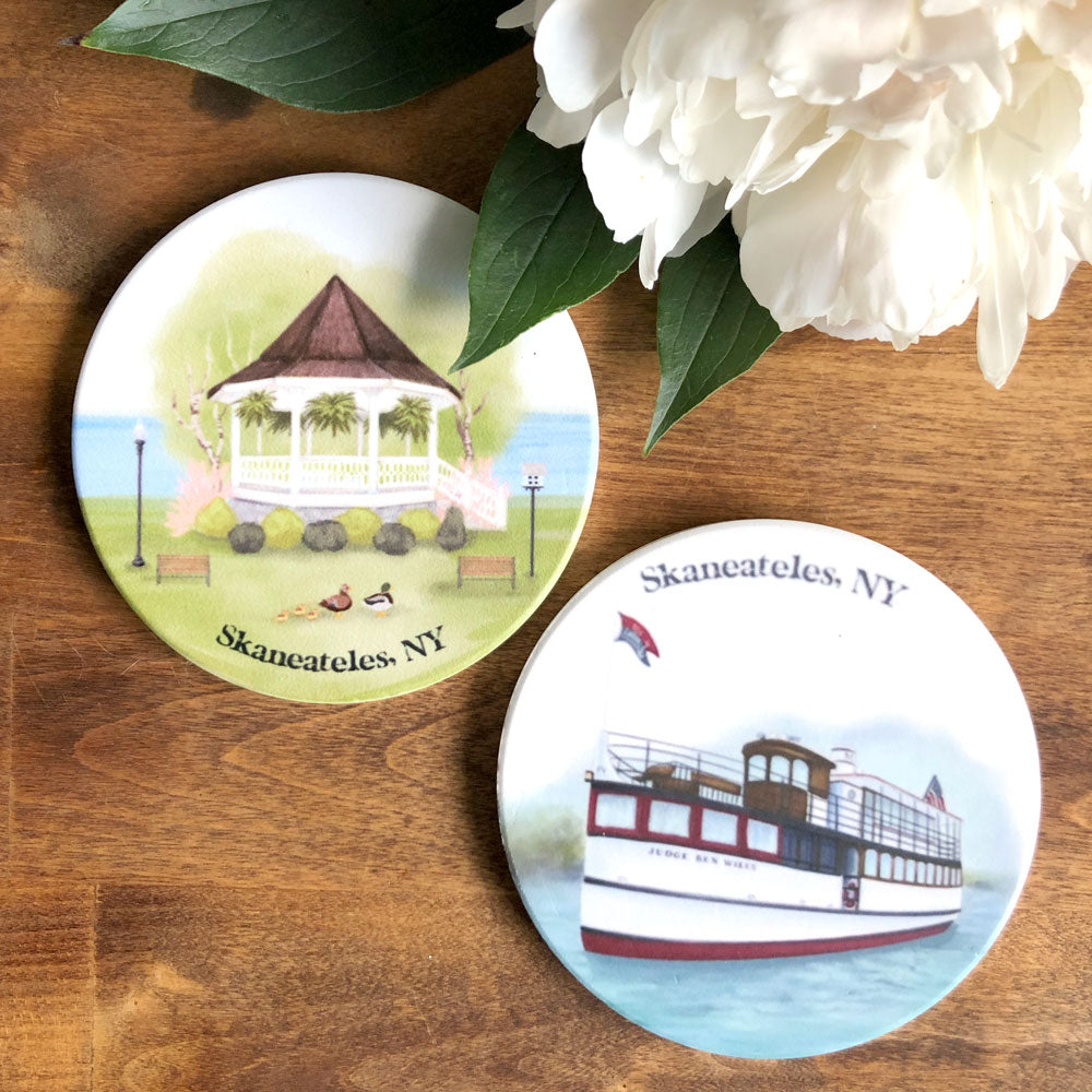 Skaneateles Lux Sandstone Coasters - Set of Two - SALE