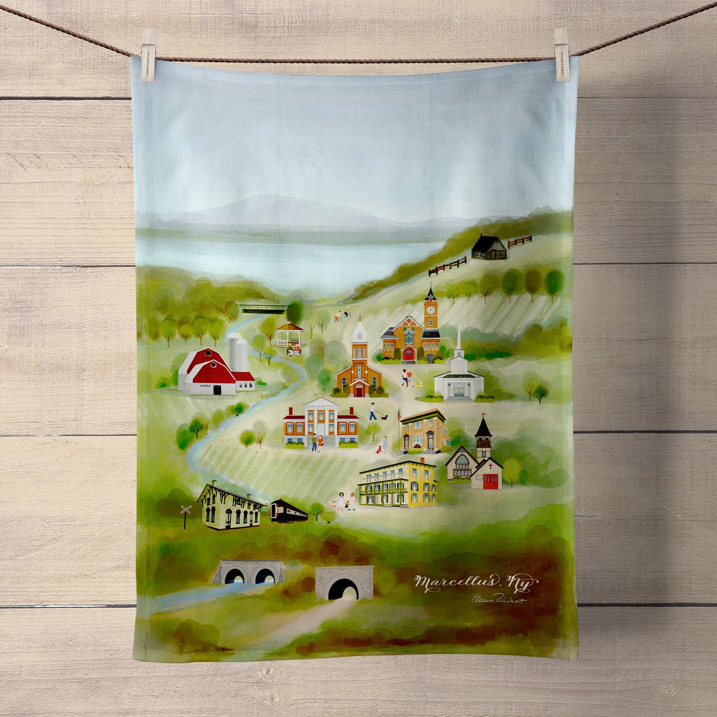 Marcellus, NY Summer Tea Towel - SALE