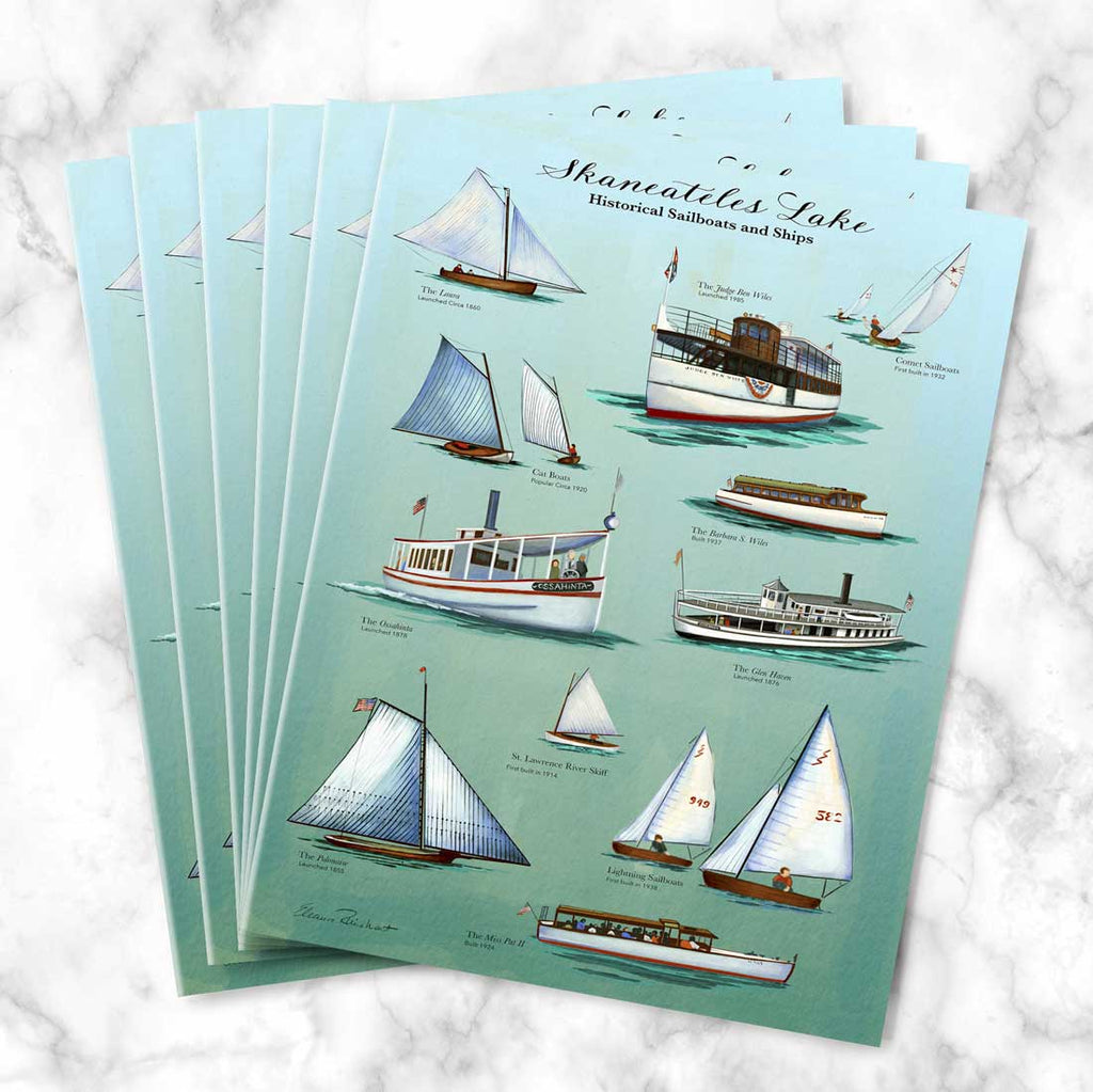 Skaneateles Lake Historical Ships and Sailboats Folded Greeting Cards