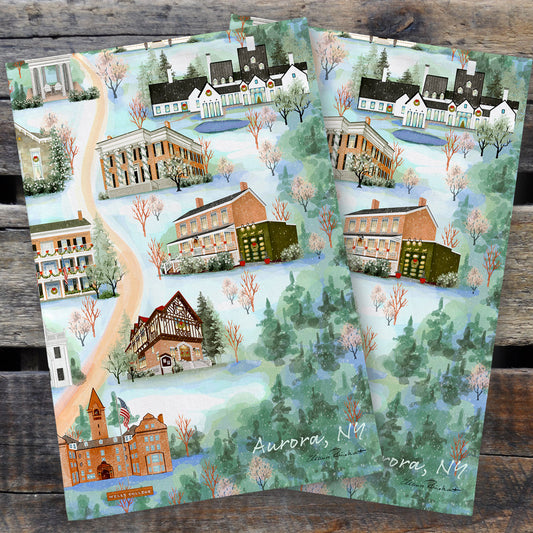 Aurora, NY Christmas Tea Towel - Sample Sale