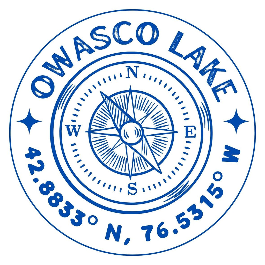 owasco lake compass rose with coordinates