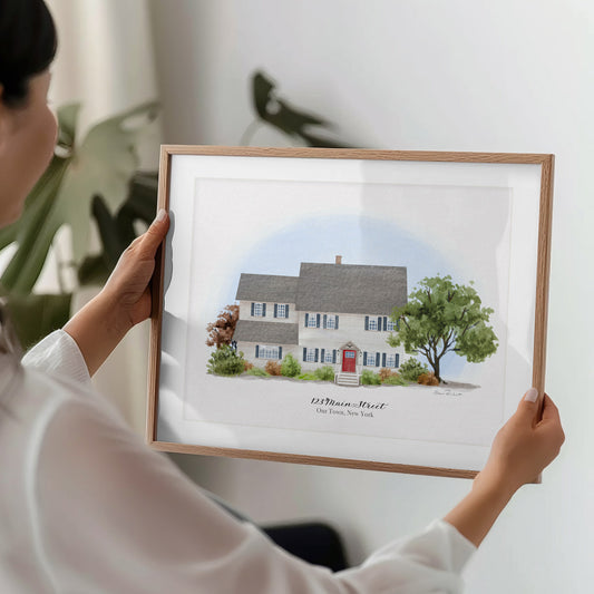 JANUARY BOOKING - Custom Watercolor House Portrait Illustration - hand painted, original artwork from your photos