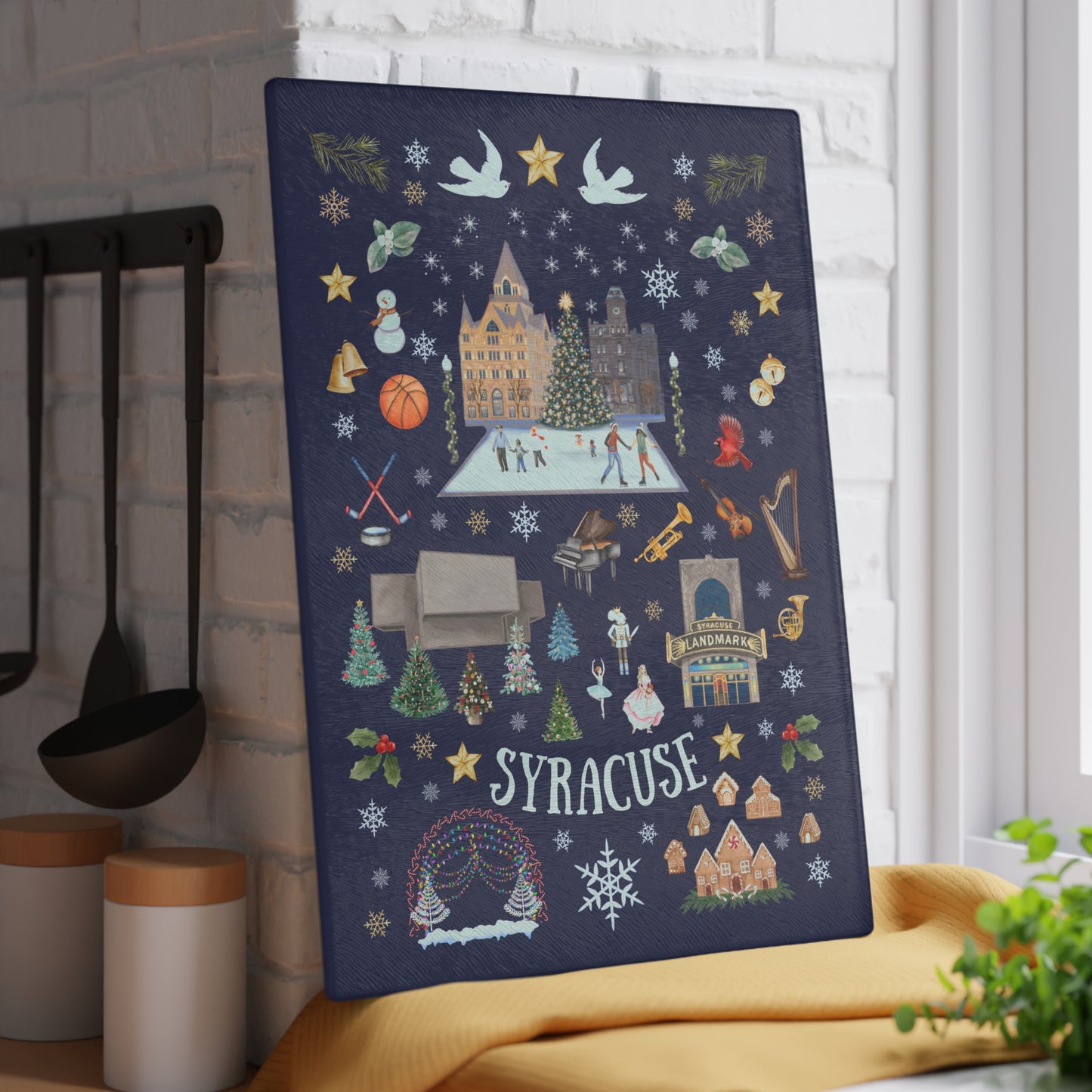 Syracuse Folk Art Glass Cutting Board