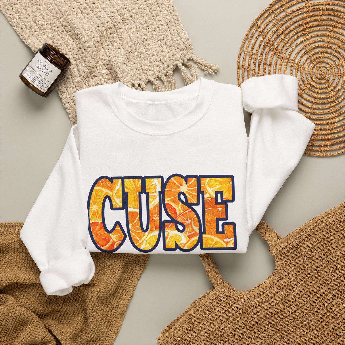 CUSE Orange Slices Crewneck Sweatshirt — Syracuse Inspired Fall Pullover