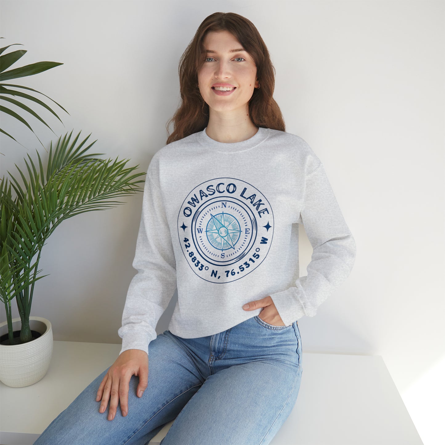 Owasco Lake Compass - Unisex  Crewneck Sweatshirt