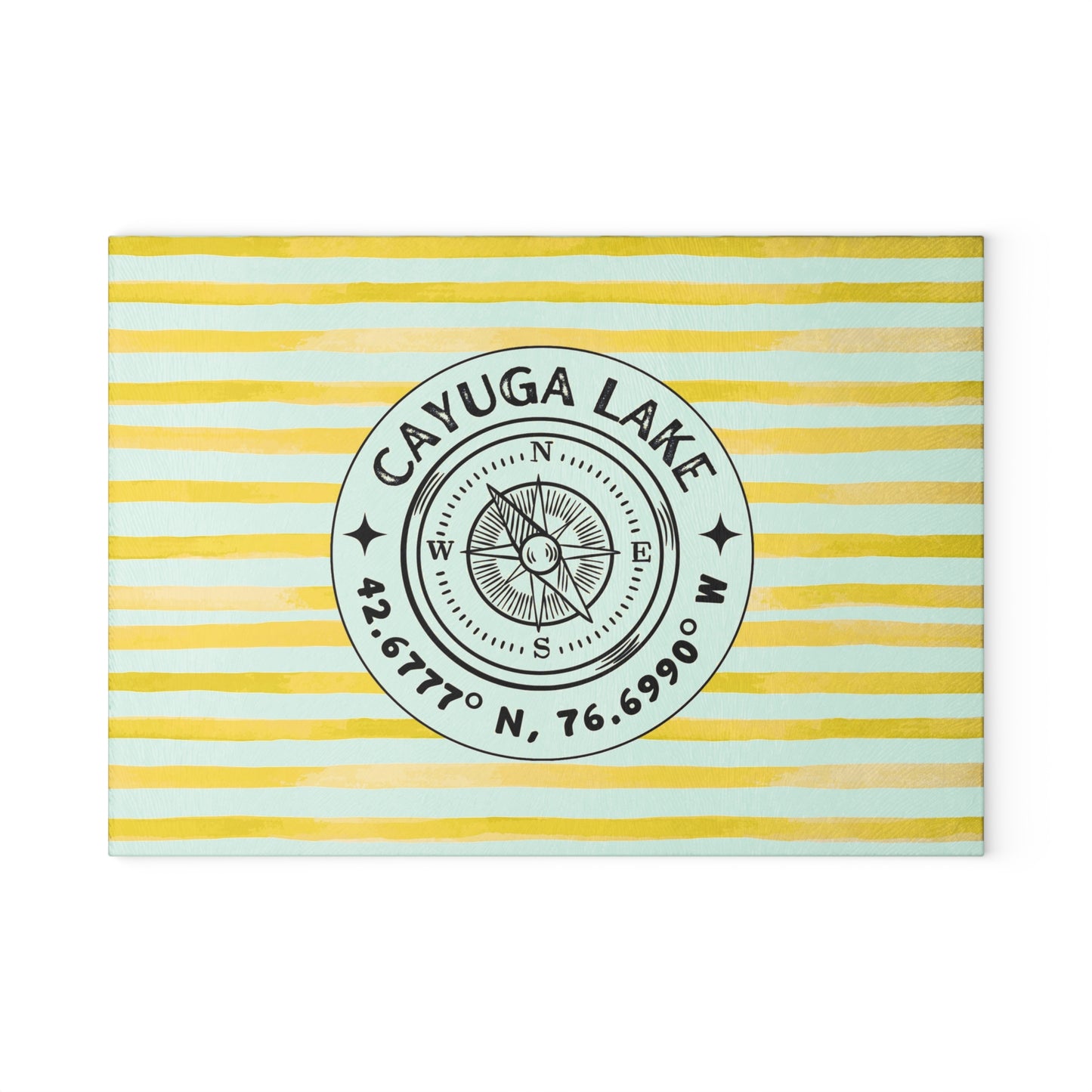 Cayuga Lake Yellow Cabana Glass Charcuterie and Cutting Board
