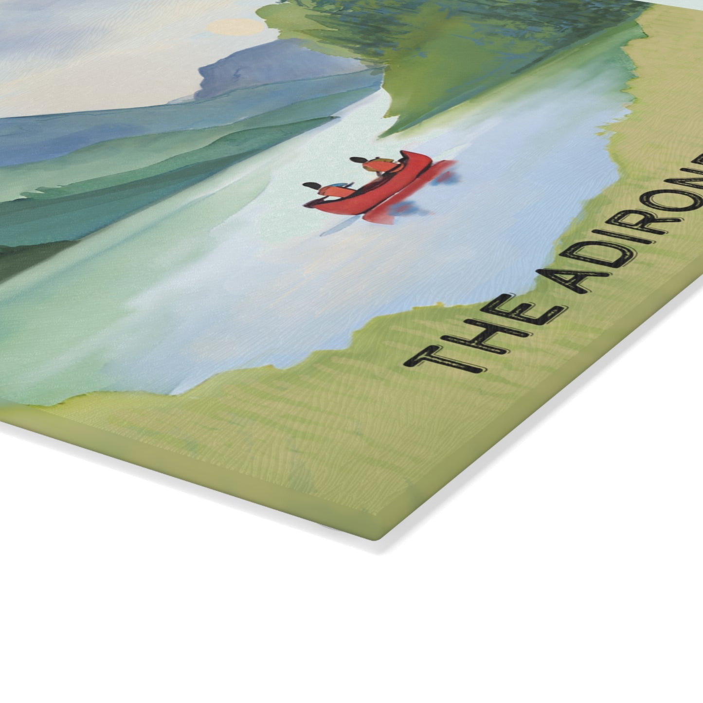 Red Canoe Adirondack Park - Glass Cutting and Charcuterie Board - Perfect for Home Chefs and Outdoor Enthusiasts - Made in the USA