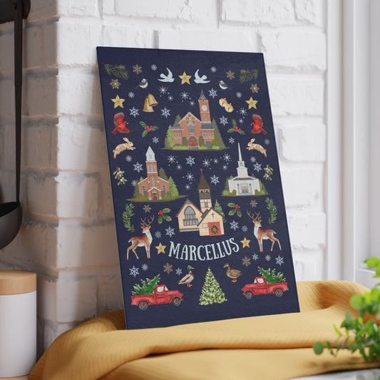 Marcellus Folk Christmas Glass Cutting Board