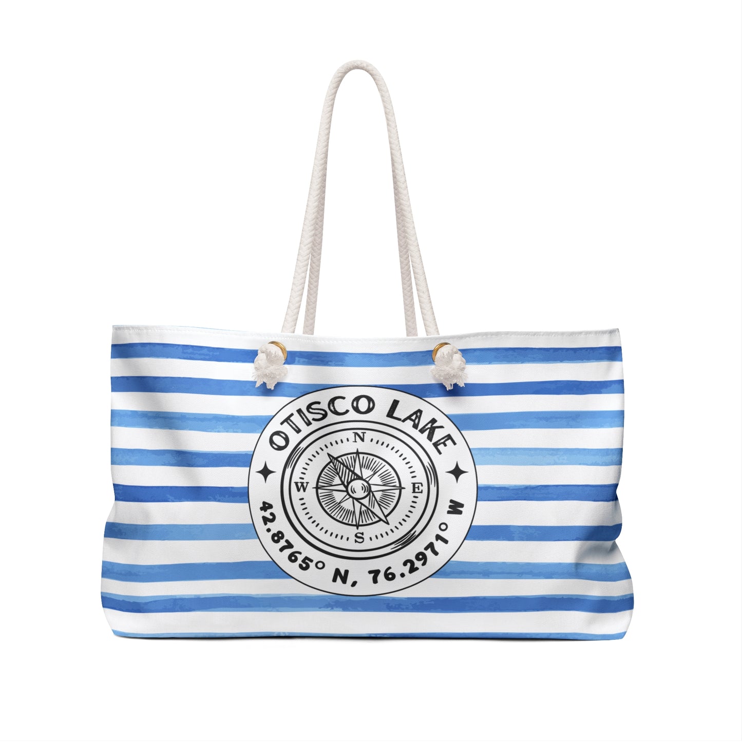 Otisco Lake Blue Cabana Stripe - Jumbo Lake Day Tote Bag