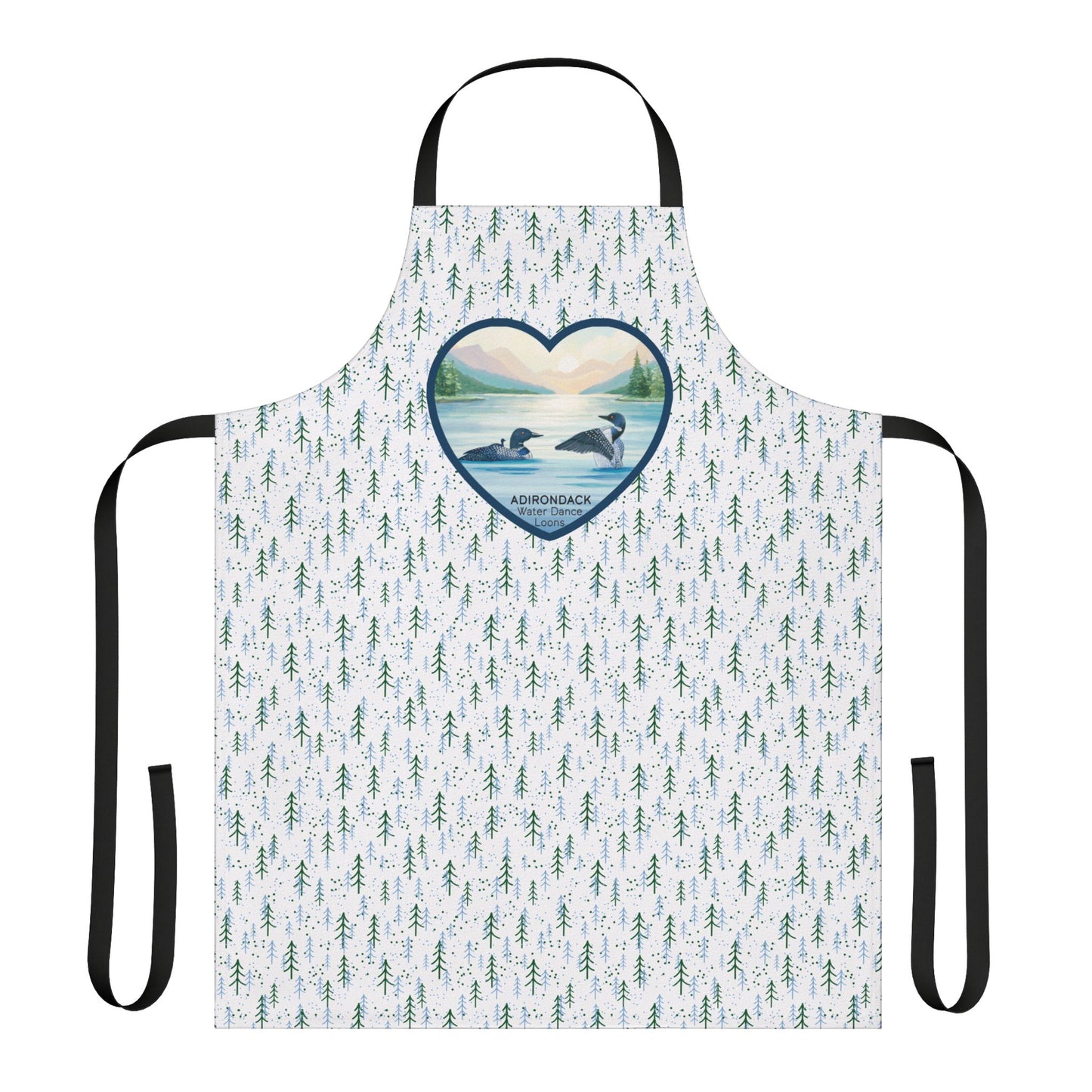 Adirondack Wilderness Loon Family, Water Dance, Apron with Heart Design - Perfect for Nature Lovers, Chefs, and Home Cooks - Made in the USA