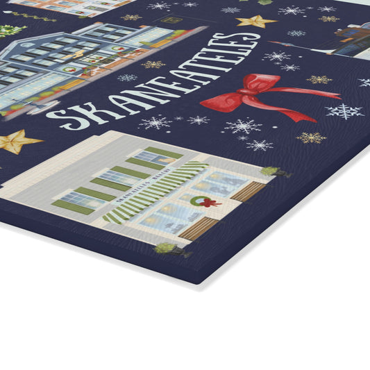 Skaneateles Folk Christmas Glass Cutting Board