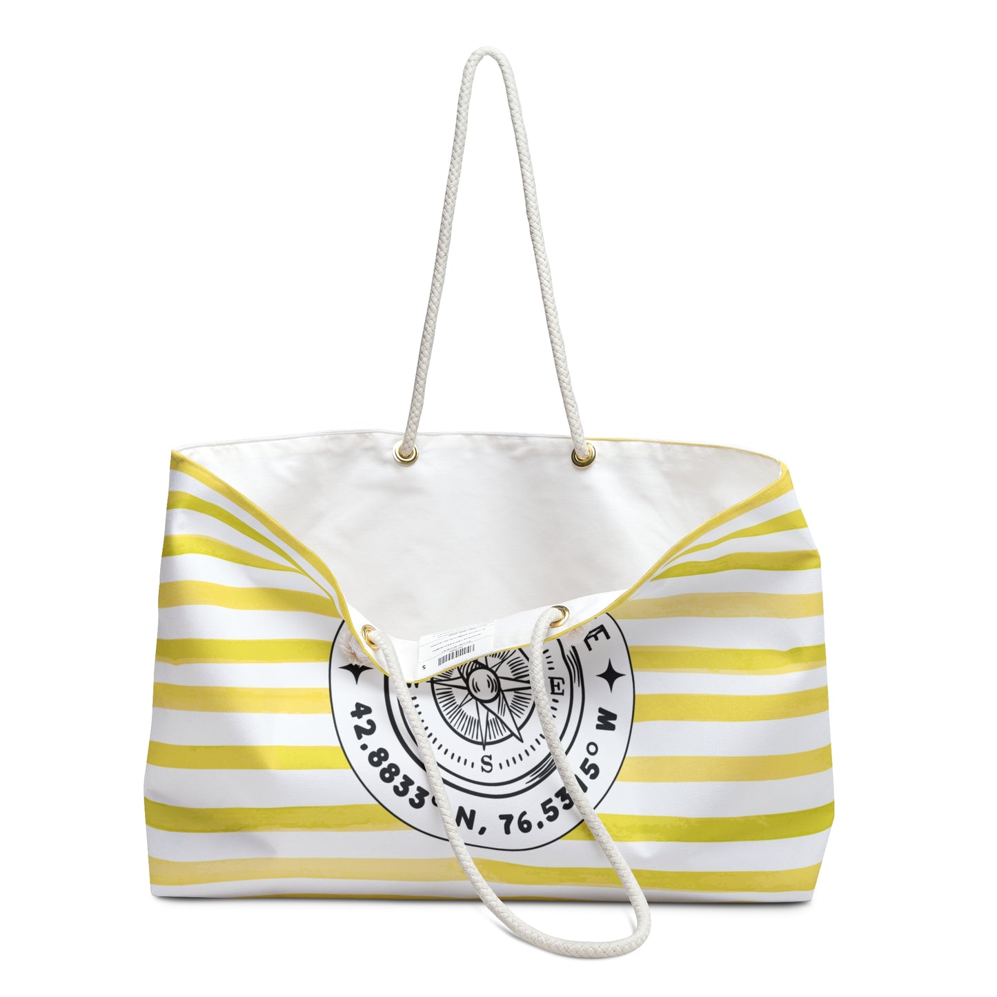 Owasco Lake Yellow Cabana Stripe - Jumbo Lake Day Tote Bag