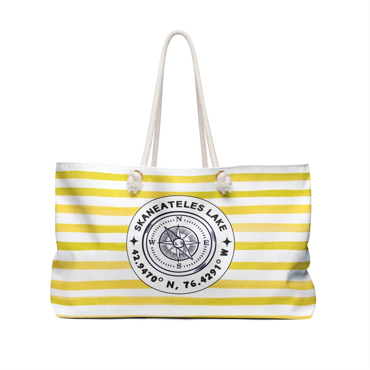 Skaneateles Yellow Cabana Stripe - Jumbo Lake Day Tote Bag
