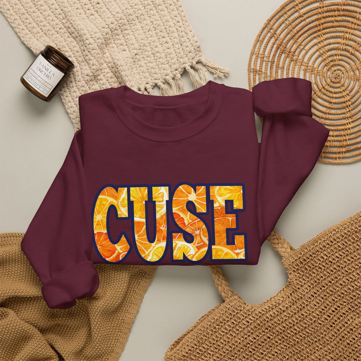 CUSE Orange Slices Crewneck Sweatshirt — Syracuse Inspired Fall Pullover