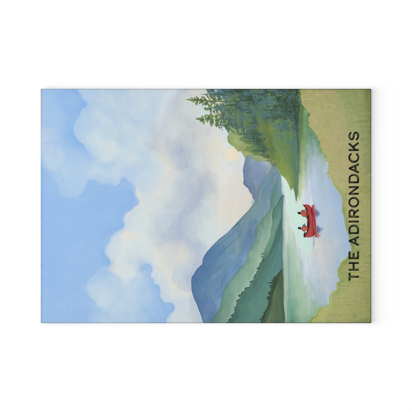Red Canoe Adirondack Park - Glass Cutting and Charcuterie Board - Perfect for Home Chefs and Outdoor Enthusiasts - Made in the USA