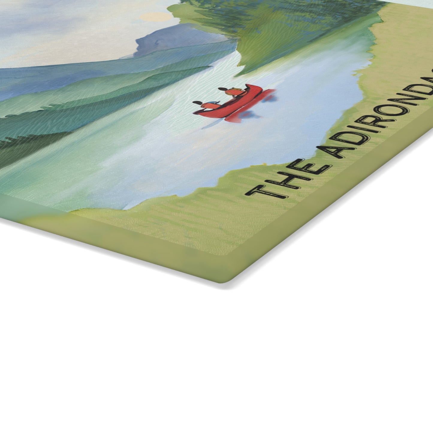 Red Canoe Adirondack Park - Glass Cutting and Charcuterie Board - Perfect for Home Chefs and Outdoor Enthusiasts - Made in the USA