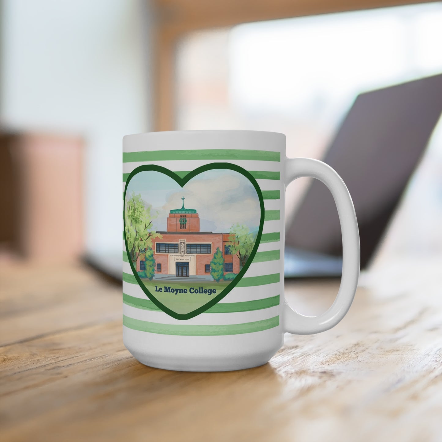 LeMoyne College Green Stripe Mug 15oz