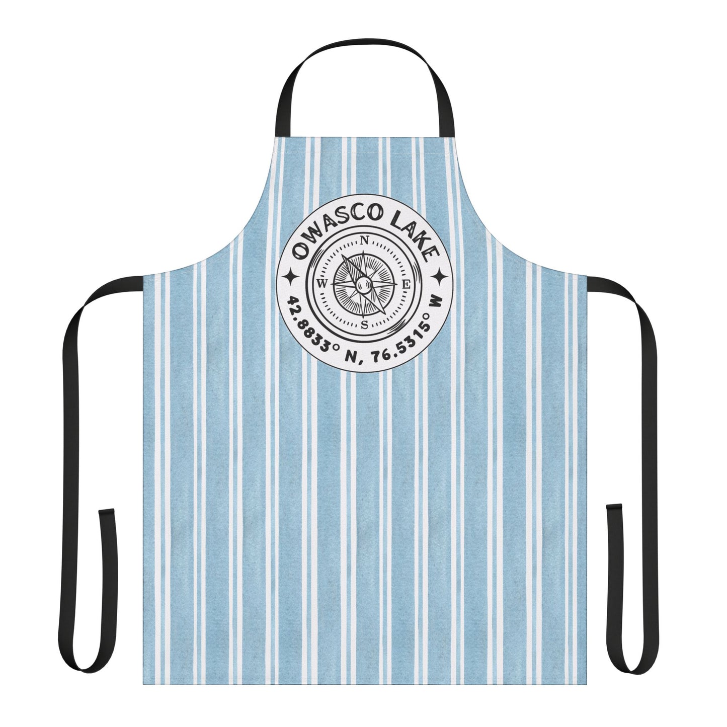 Owasco Lake NY Compass Blue Cabana Apron - Perfect for Lake Lovers, Chefs, and Home Cooks